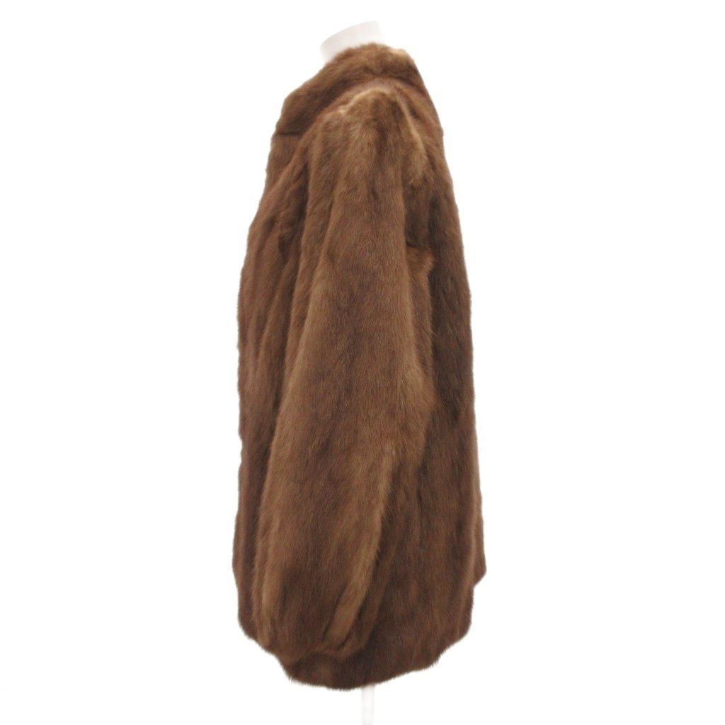 ノーブランド ファーコート ミンク 毛皮 ハーフ 6 茶 ブラウン □GY18