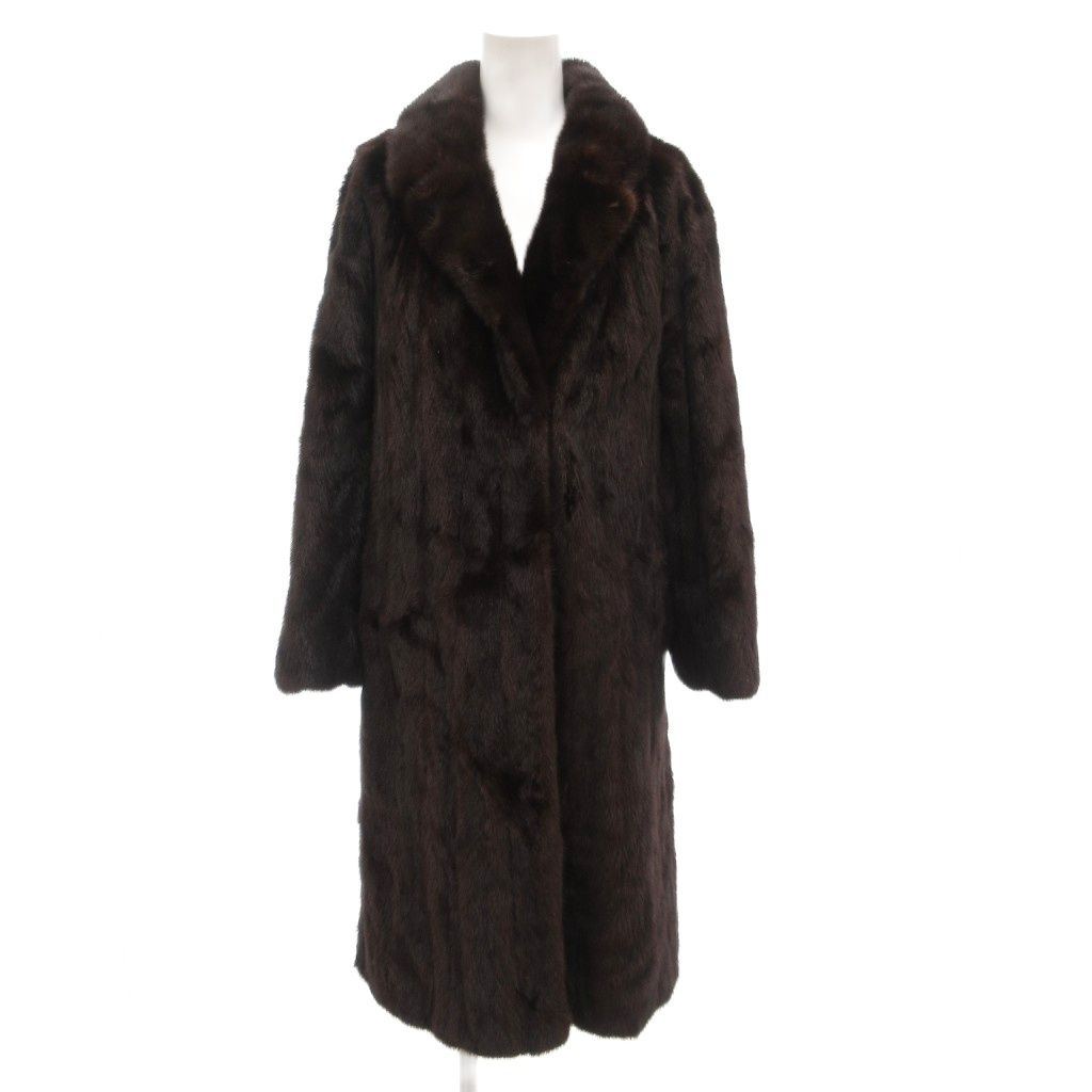 ミツコシ ファーコート M 毛皮 ミンクファー ロング丈 ダークブラウン AE GY 18