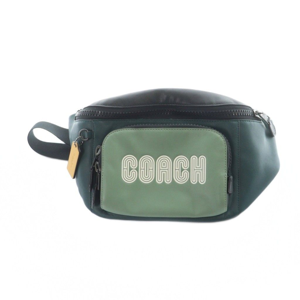コーチ COACH C 6653 トラック ベルト バッグ カラーブロック ウィズ パッチ ウエスト ショルダー ボディバッグ 黒 ブラック 緑 グリーン GY 18 MQ