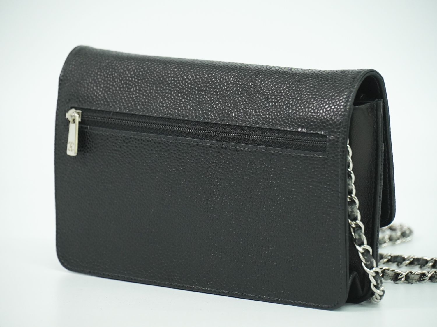 シャネル CHANEL ココマーク チェーン ショルダーウォレット 長財布 キャビアスキン レザー ブラック Coco Mark 財布 ウォレット