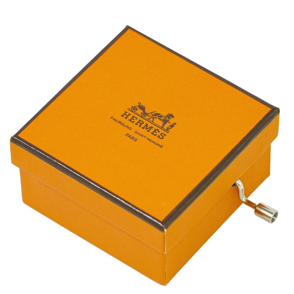 エルメス　HERMES オルゴール　非売品 本物 エルメス HERMES ボックス型 手巻き オルゴール 非売品 オレンジ