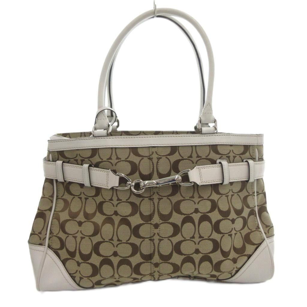 コーチ COACH トートバッグ 手提げ シグネチャー レザー キャンバス ベージュ 白 ホワイト F 08 K 07 FF GY 18