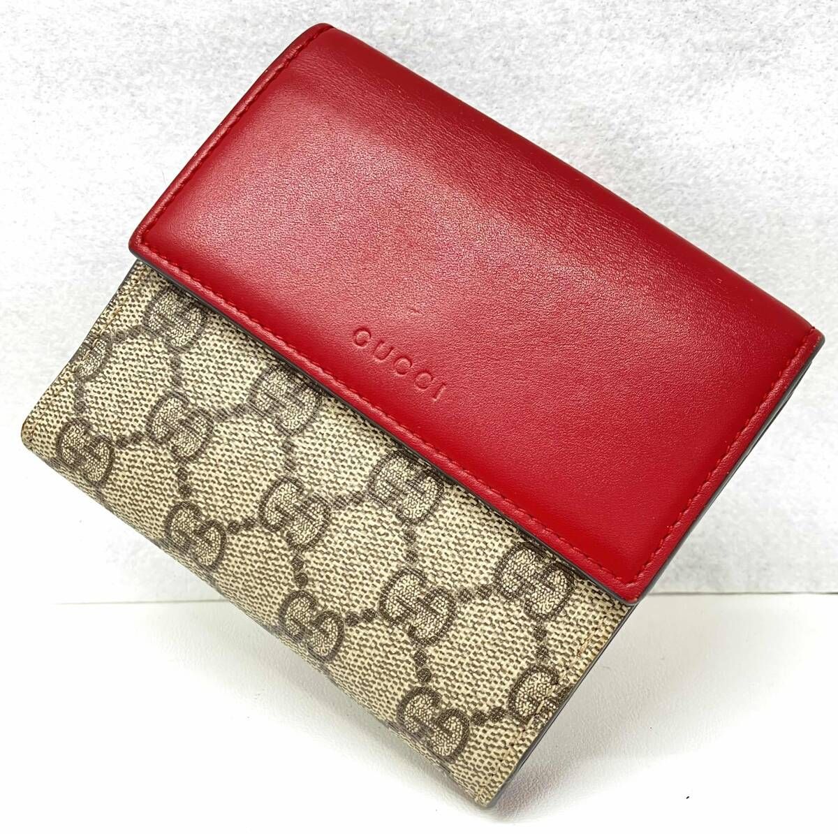 グッチ】GUCCI／GGスプリーム／ 410＊＊＊／Wホック二つ折り財布／浅い