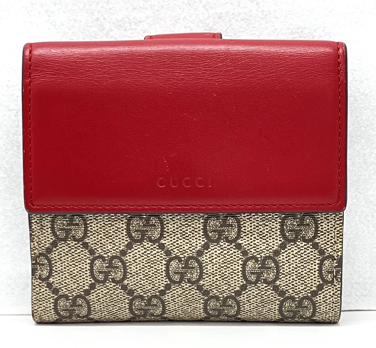 グッチ GUCCI GGスプリーム 410＊＊＊ Wホック二つ折り財布 浅いスレ数箇所有り