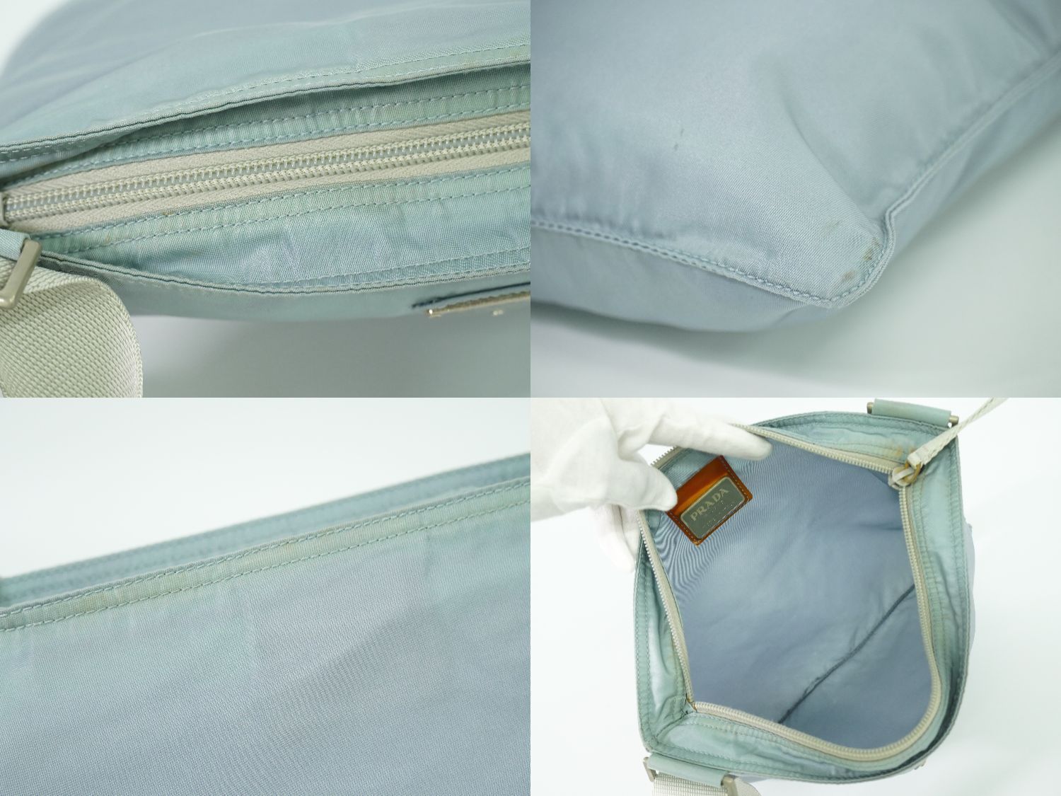 本物 プラダ PRADA レザー ショルダーバッグ ポシェット ブルー バッグ 中古・ 本物 プラダ PRADA レザー ショルダーバッグ ポシェット ブルー バッグ