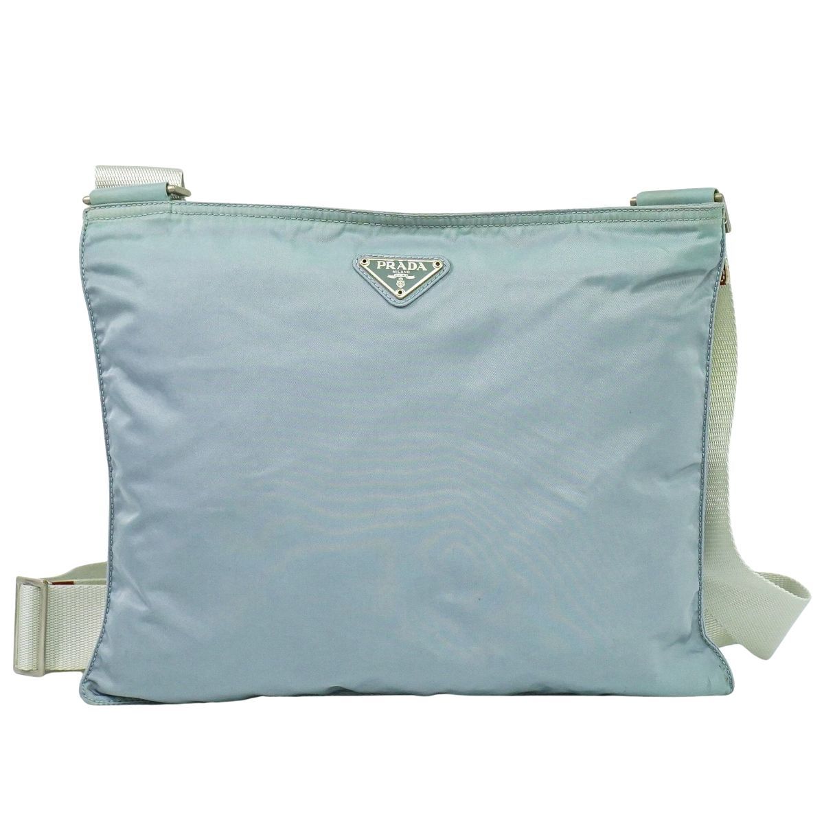 本物 プラダ PRADA レザー ショルダーバッグ ポシェット ブルー バッグ 中古・ 本物 プラダ PRADA レザー ショルダーバッグ ポシェット ブルー バッグ