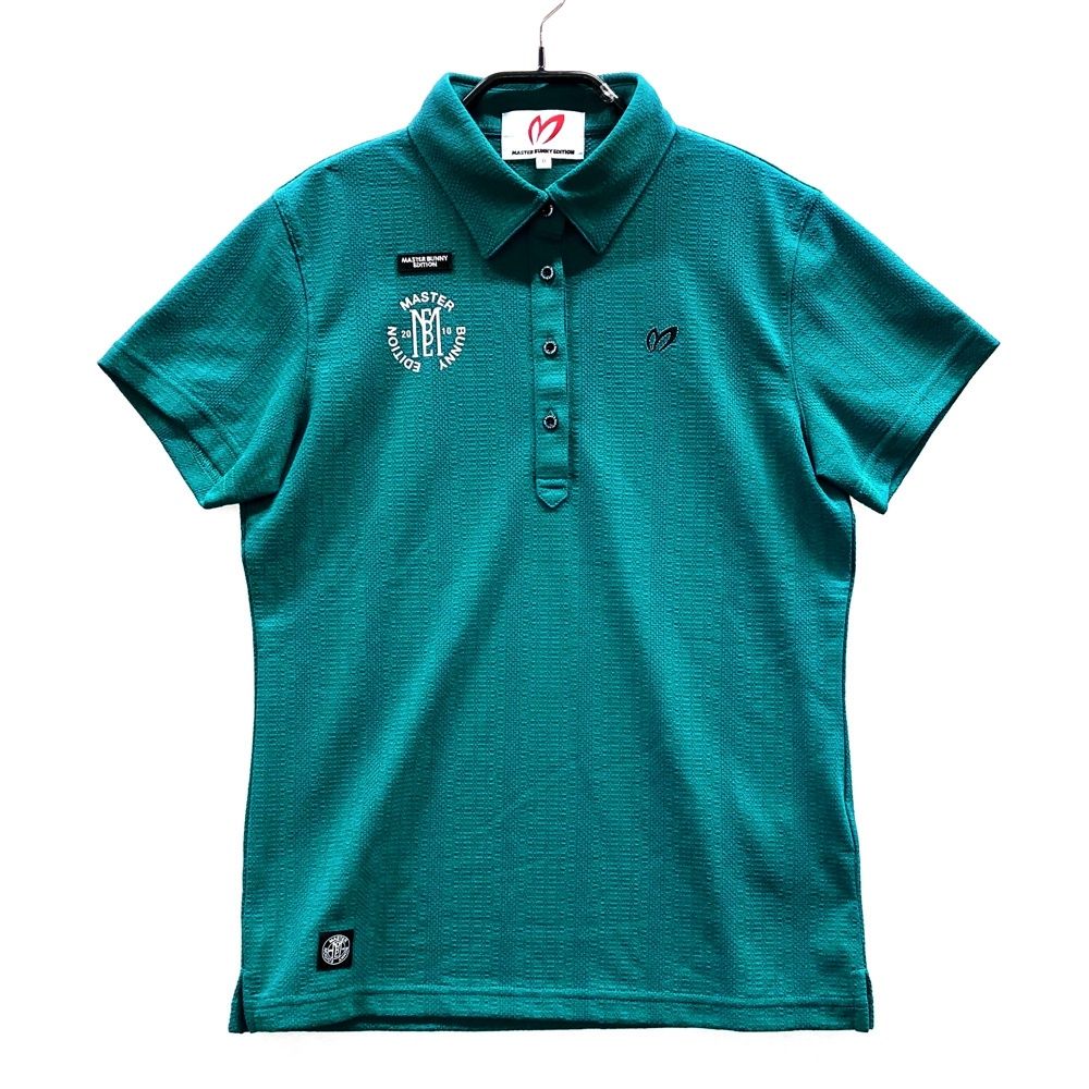 サイズ 0 MASTER BUNNY EDITION マスターバニーエディション 2025年モデル 半袖ポロシャツ 総柄 グリーン系 ゴルフウェア レディース ストスト