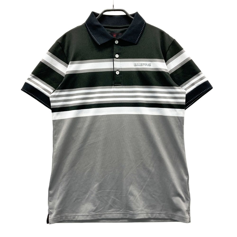 サイズ M GOLF ブリーフィング 2025年モデル 半袖ポロシャツ ボーダー柄 ブラック系 ゴルフウェア メンズ ストスト
