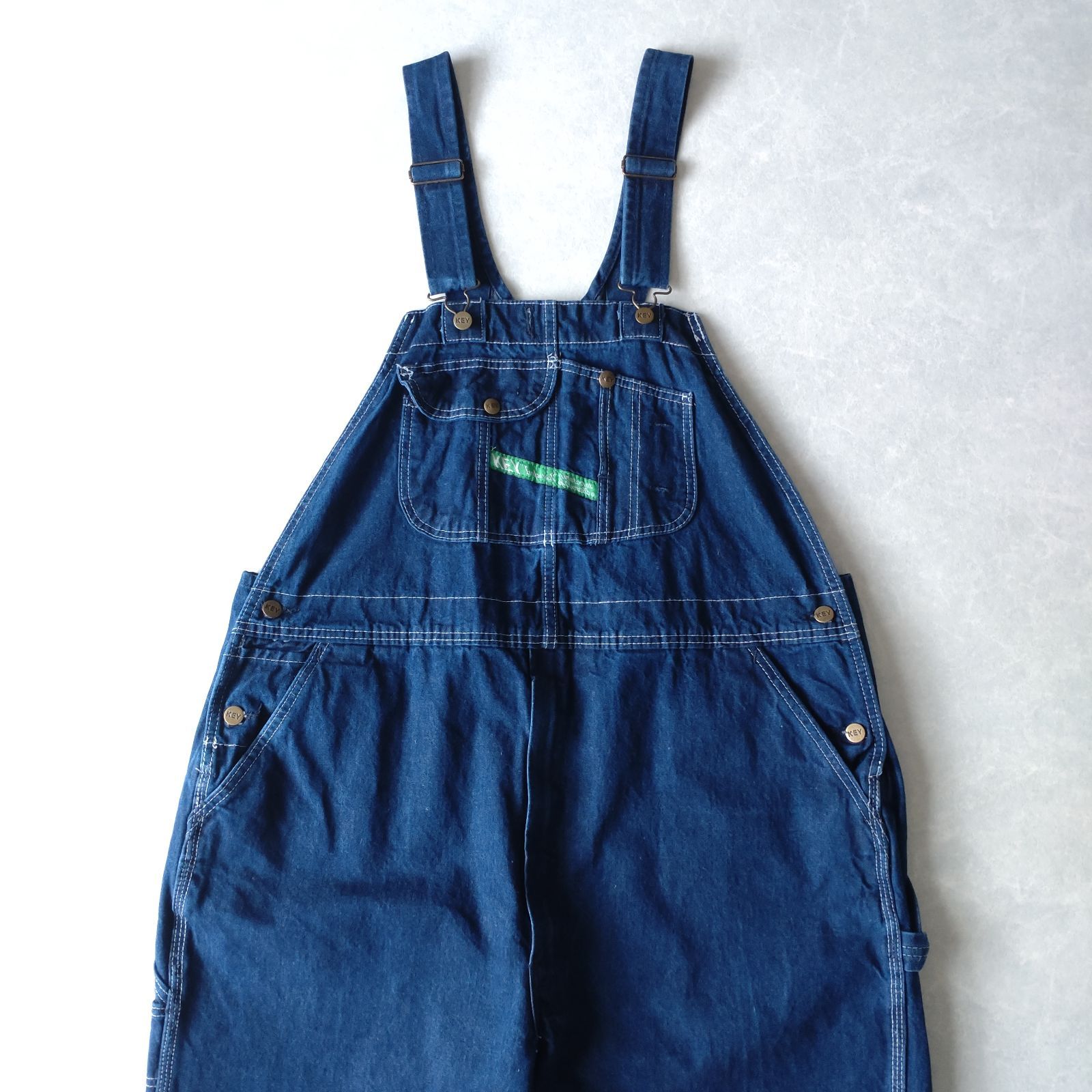 KEY デニムオーバーオール/サロペット/古着/実寸W40L34 KEY