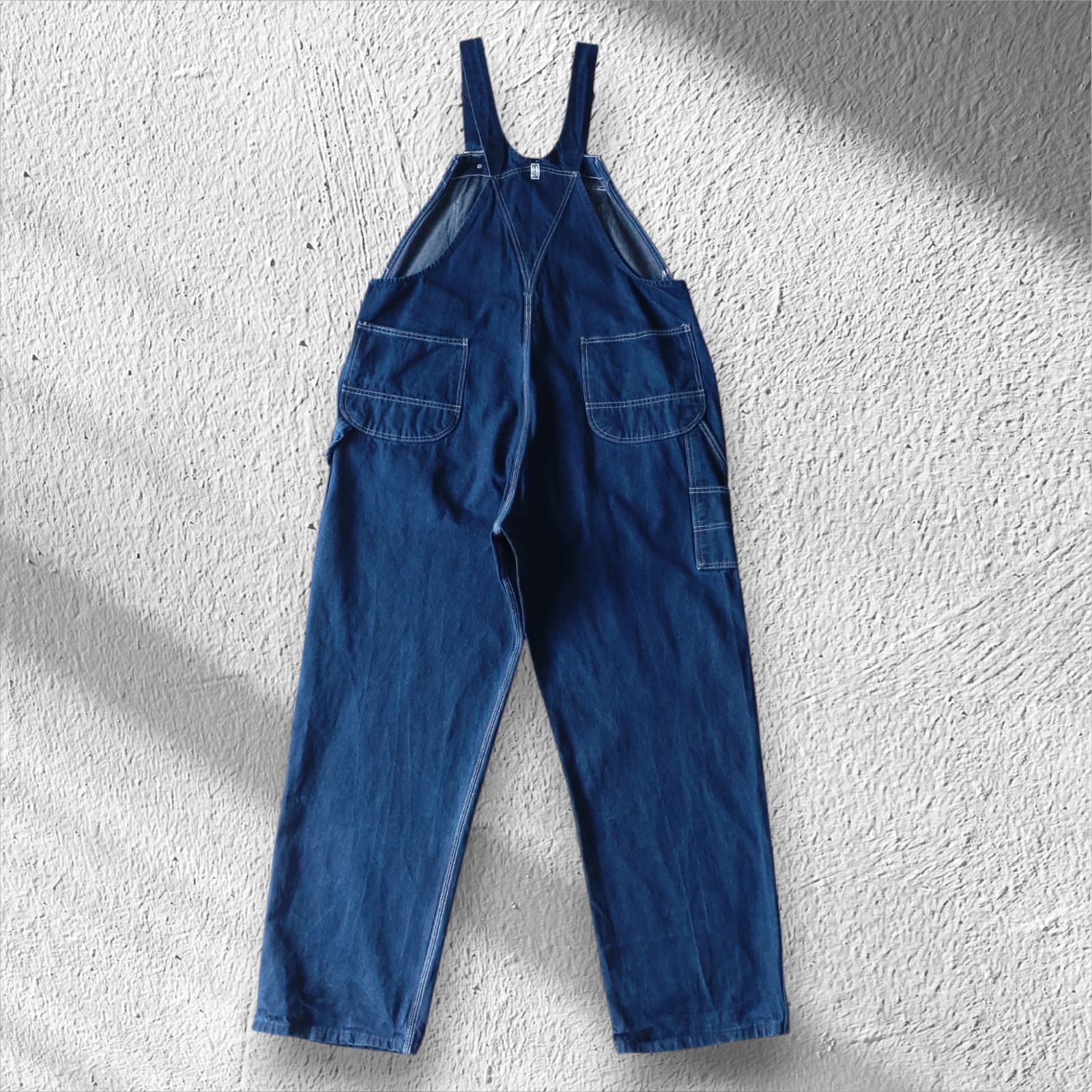 1点もの　希少　EVISE　完売品　オーバーオール　W32 濃紺　デニム □古着 KEY キー 濃紺デニムオーバーオール サロペット W44L32【A1566