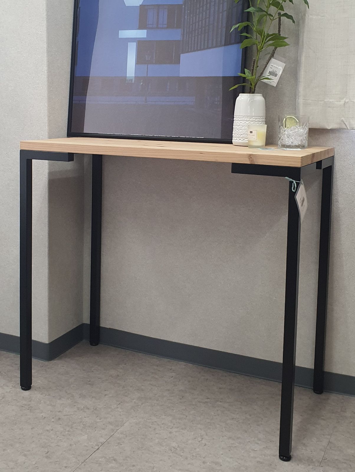 ナチュラル天板 黒スチール脚 ミニテーブル