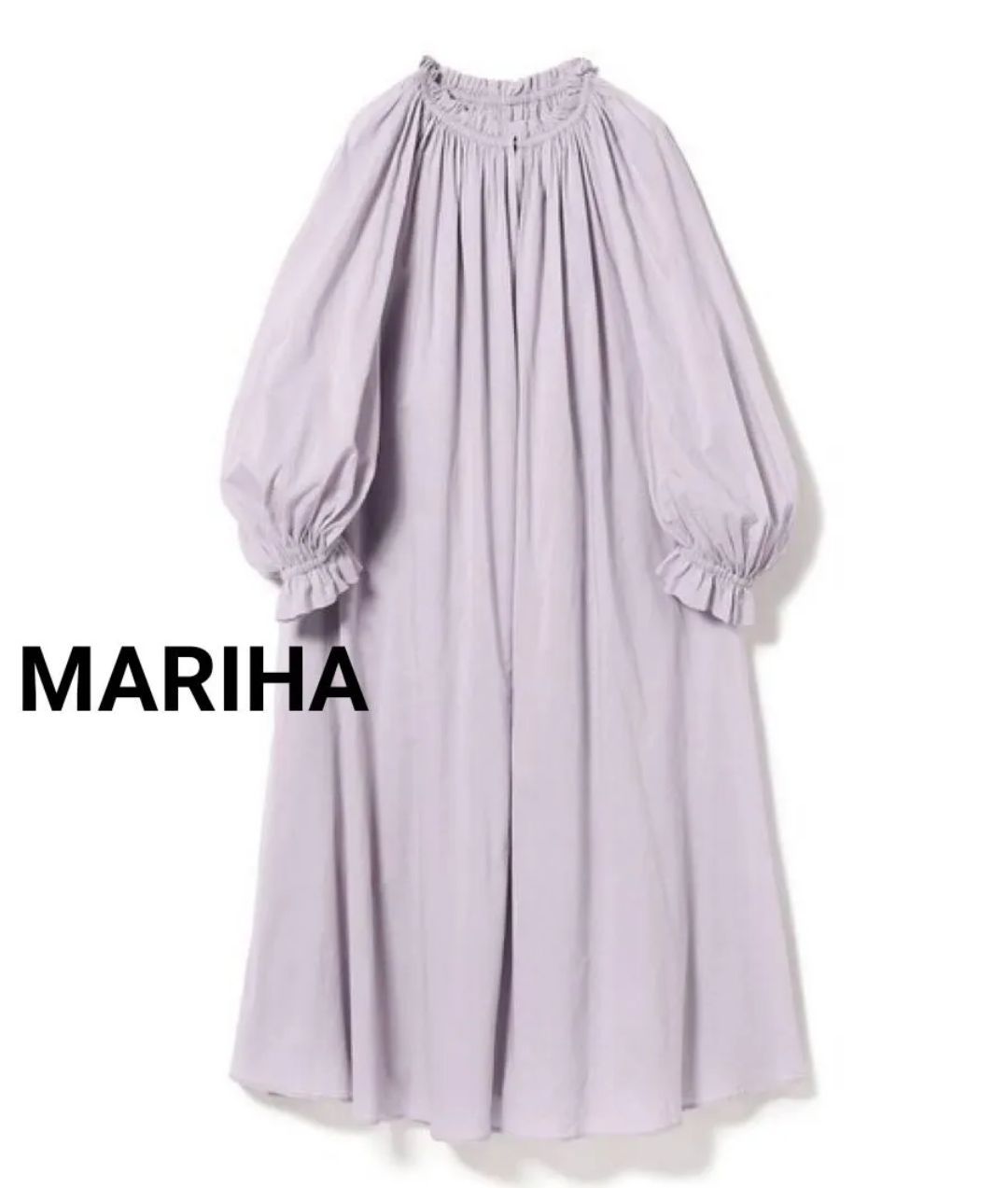 MARIHA 春の花のドレス 長袖 ピンク ワンピース 36 ゆったり マリハ ロングスリーブ ふんわり 綿 コットン ロング