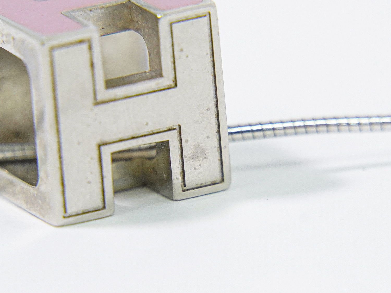 本物 エルメス HERMES Hキューブ ネックレス ペンダント メタル 