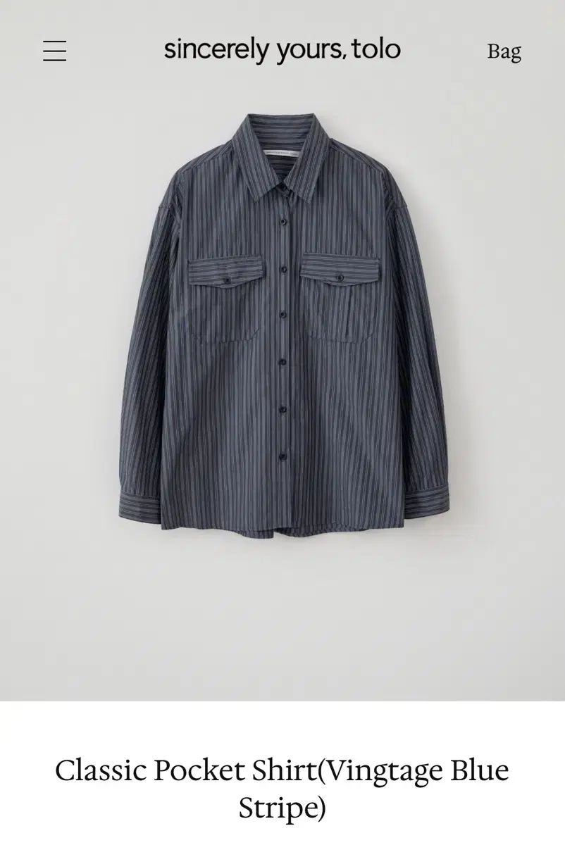 トール tolo Classic ポケット シャツ ヴィンテージ ブルー ストライプ