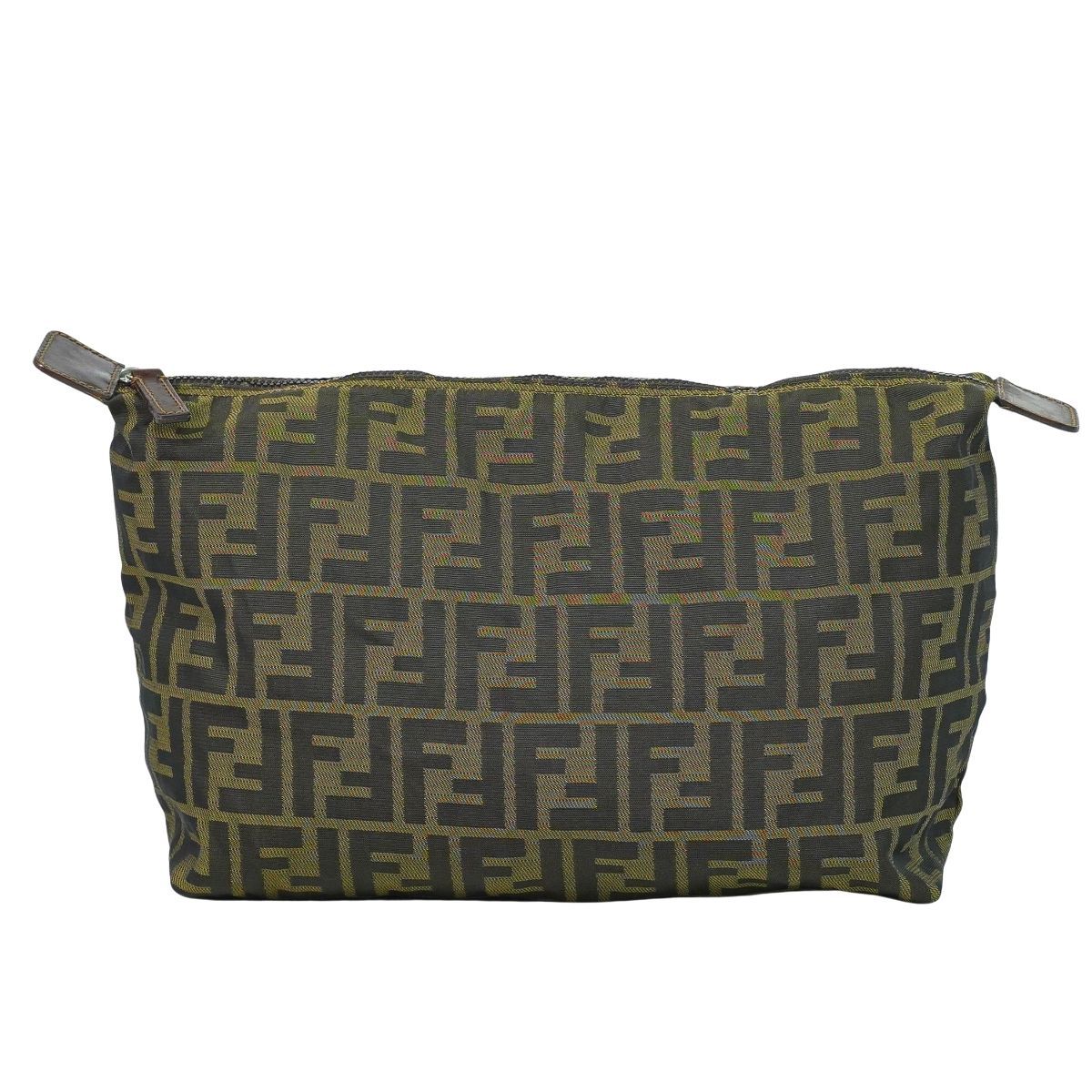 【美品】FENDI フェンディ ズッカ柄 ポーチ 小物入れ FFロゴ ブラウン 美品】FENDI フェンディ ズッカ柄 ポーチ 小物入れ FFロゴ ブラウン