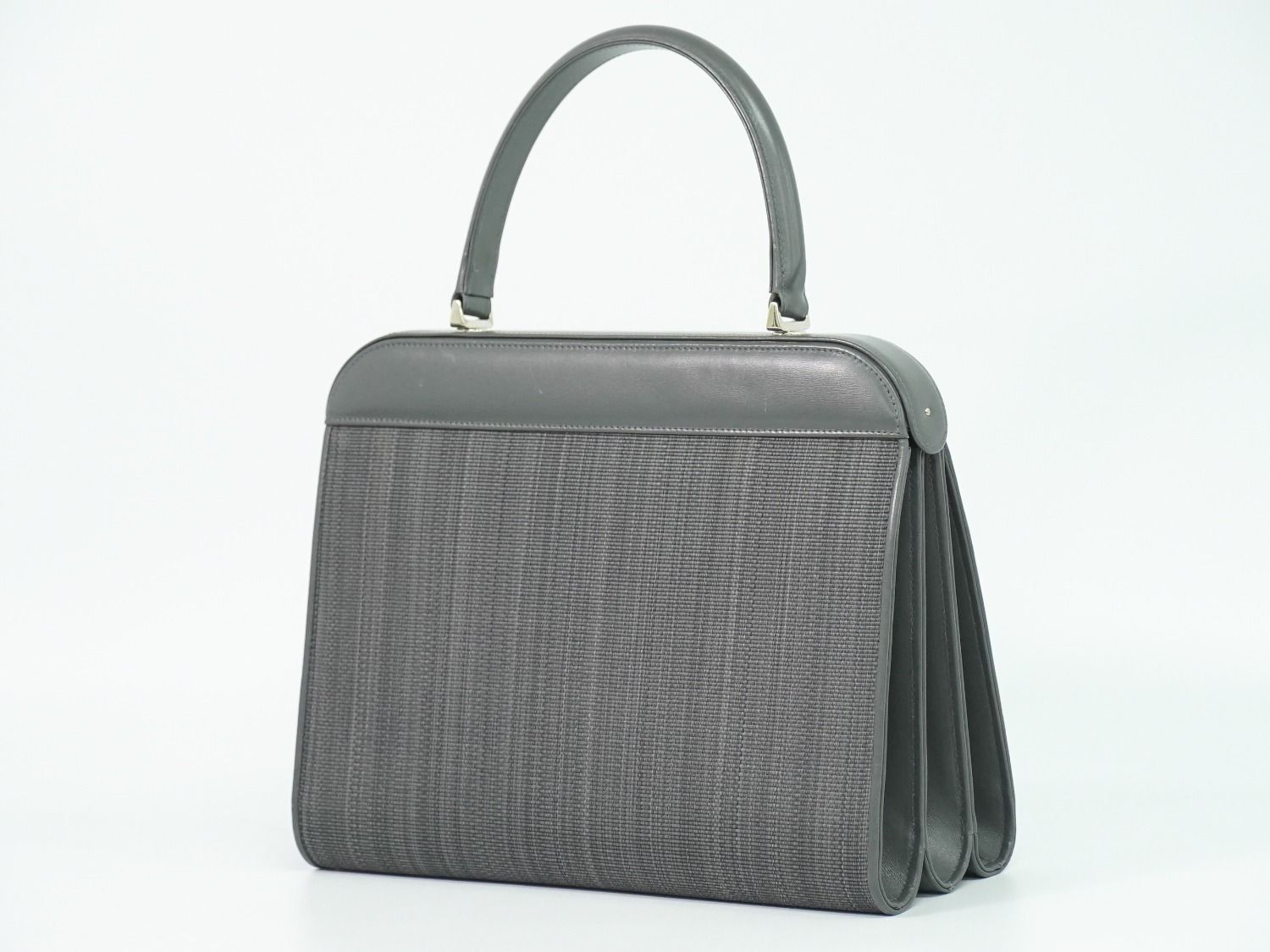 本物 コンテス COMTESSE ホースヘアー レザー ハンドバッグ グレー  