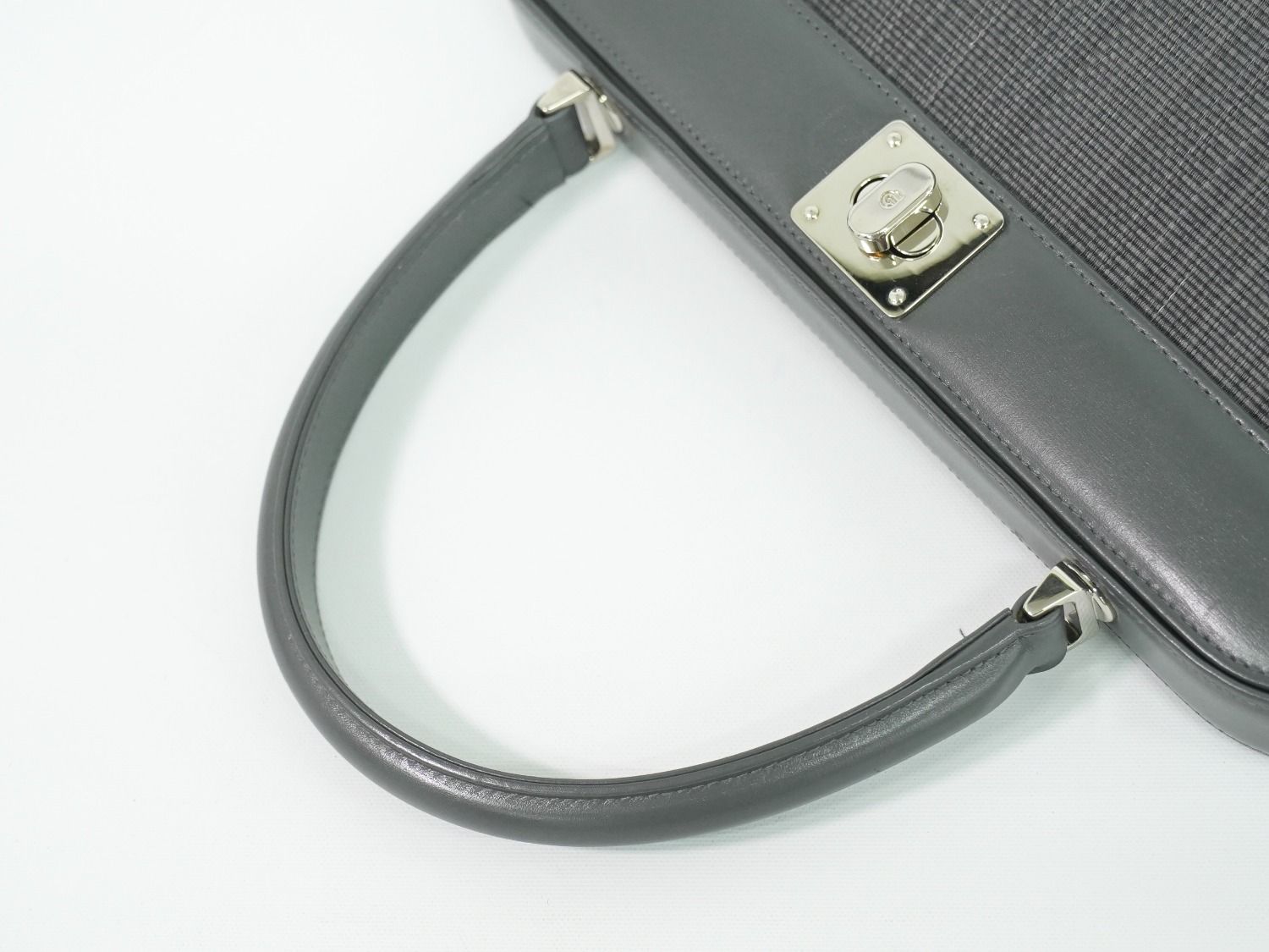 本物 コンテス COMTESSE ホースヘアー レザー ハンドバッグ グレー  