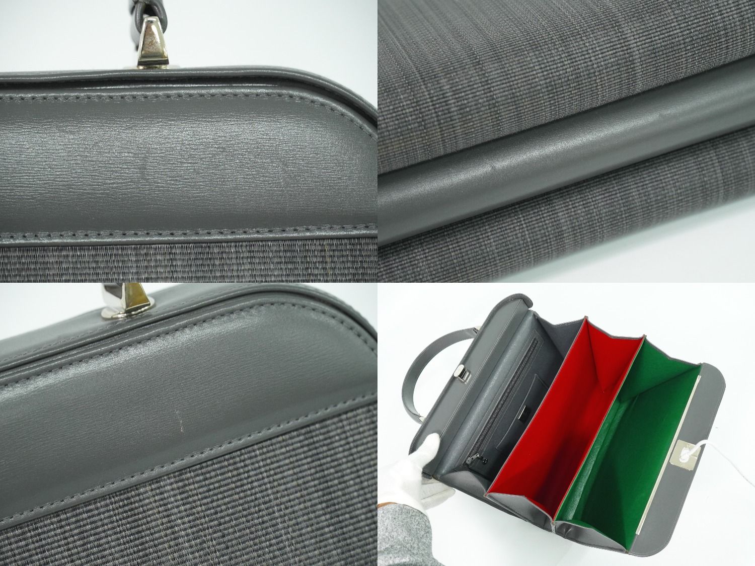 本物 コンテス COMTESSE ホースヘアー レザー ハンドバッグ グレー  