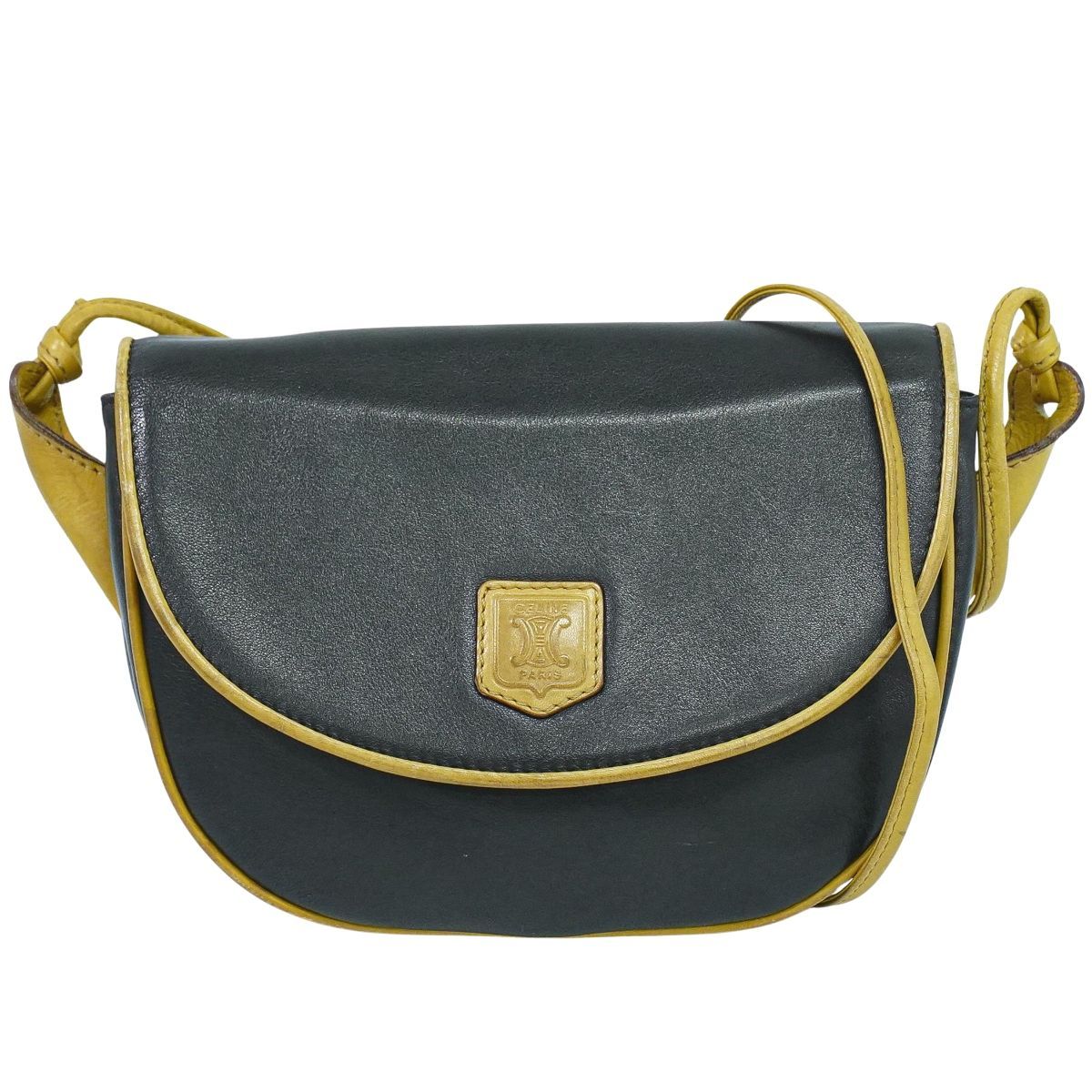 本物 セリーヌ CELINE レザー ショルダーバッグ ポシェット ブラック 