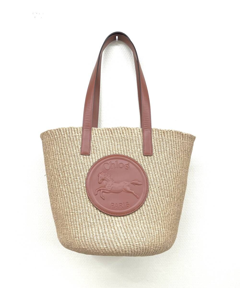 エントルピー鑑定書付き Chloe クロエ ホースメダル ラージ バスケット バッグ 保存袋有り