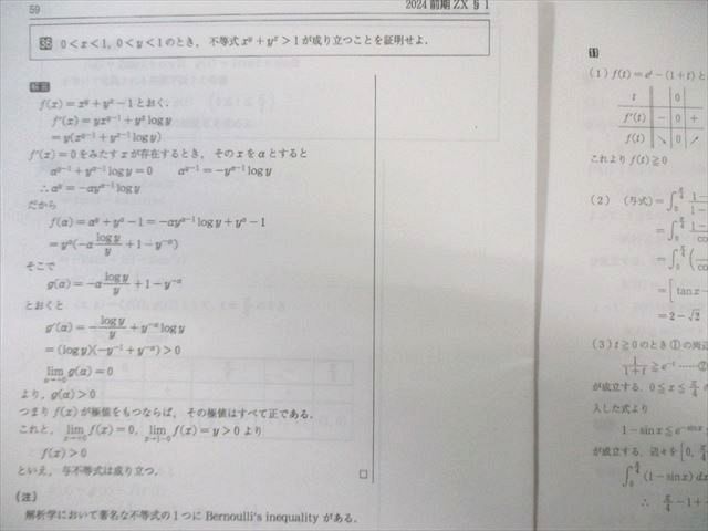 駿台 最上位クラス 数III全範囲 数学ZX テキスト通年セット 2024 計2冊