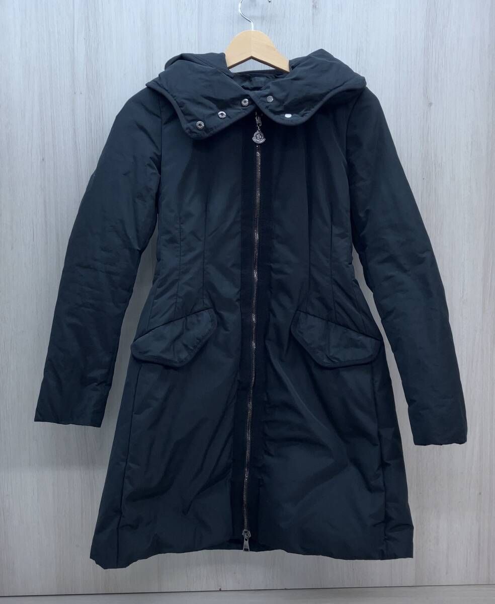 MONCLER モンクレール ダウンコート 57455 表記サイズ 00 ブラック 黒 スレ汚れ等あり フード取り外し可 レディース