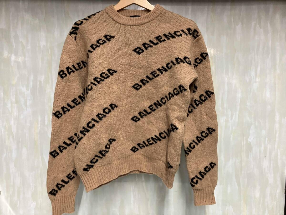 バレンシアガ ニット セーター ロゴ JP 57 2018 00075 ベージュ Sサイズ