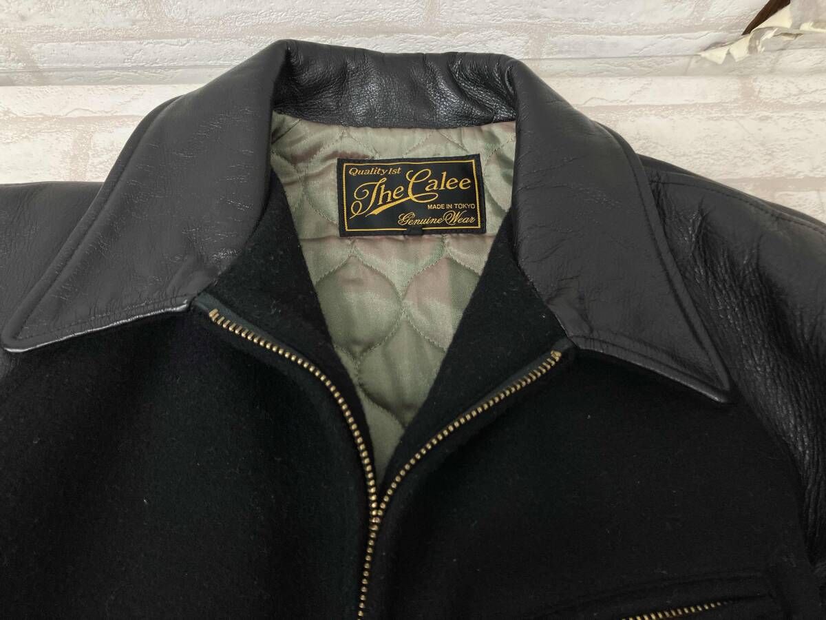 ☆CALEE/キャリー ウール 切替 牛革/レザースタジャン/M /080 CALEE