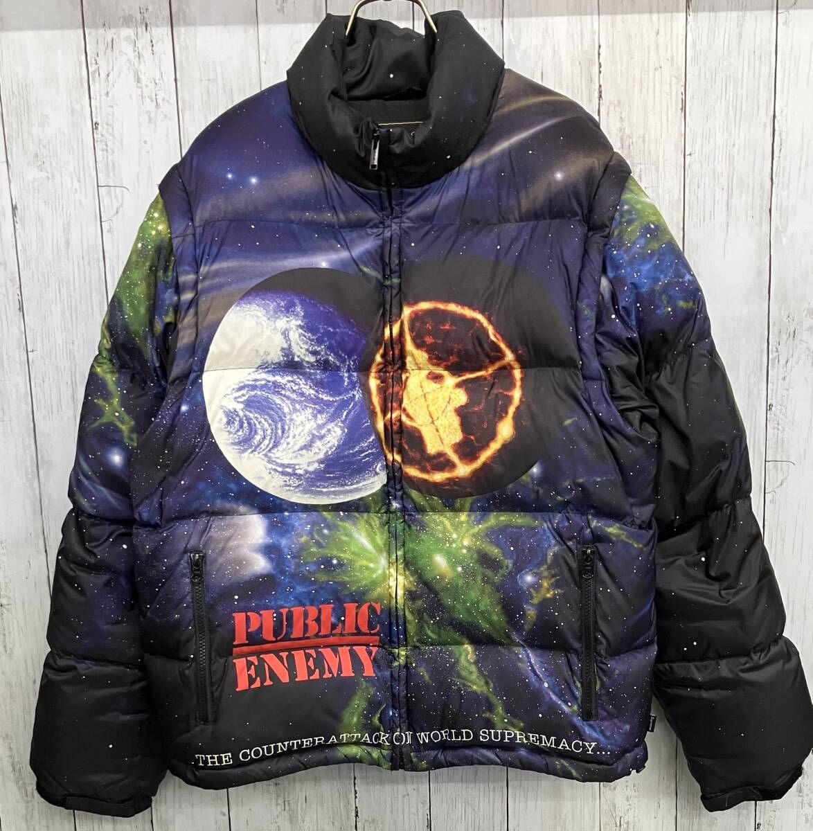 Supreme UNDERCOVER Public Enemy Puffy Jacket シュプリーム アンダーカバー ダウンジャケット スタンドカラー 総柄 size M