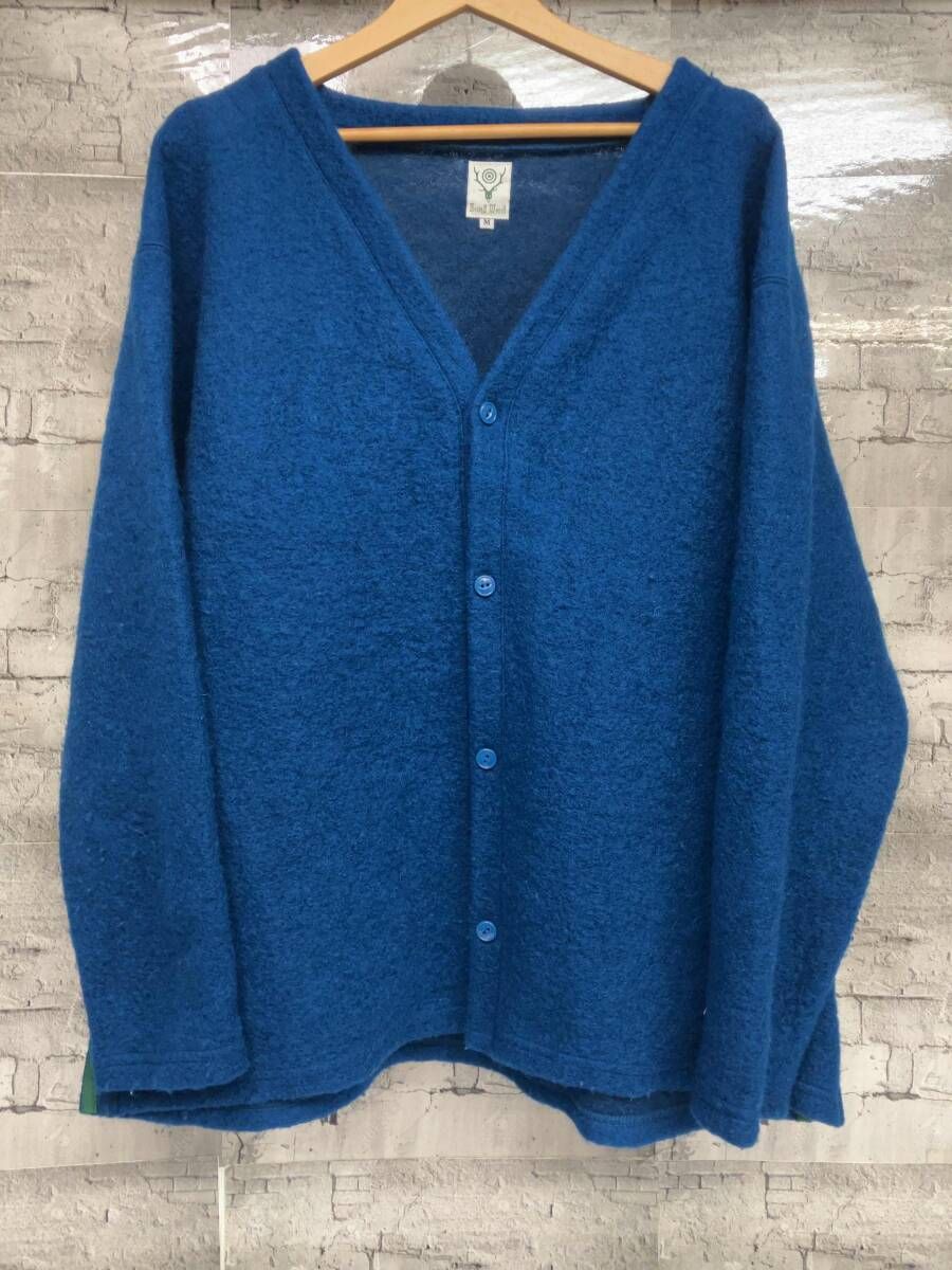 South 2 West 8 S W ニットカーディガン ウールニット NS 825 サイズM ブルー