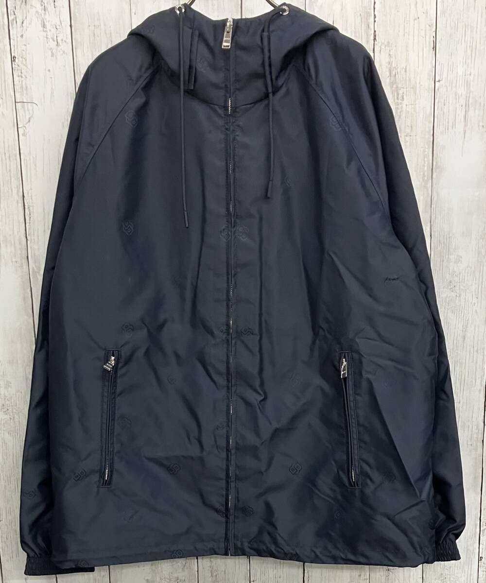 HUGO BOSS ナイロンジャケット ヒューゴボス 総柄 フーデットジャケット ネイビー