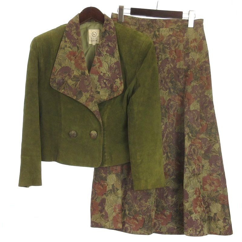 GRES レザー セットアップ ジャケット スカート カーキ 42 GY 99