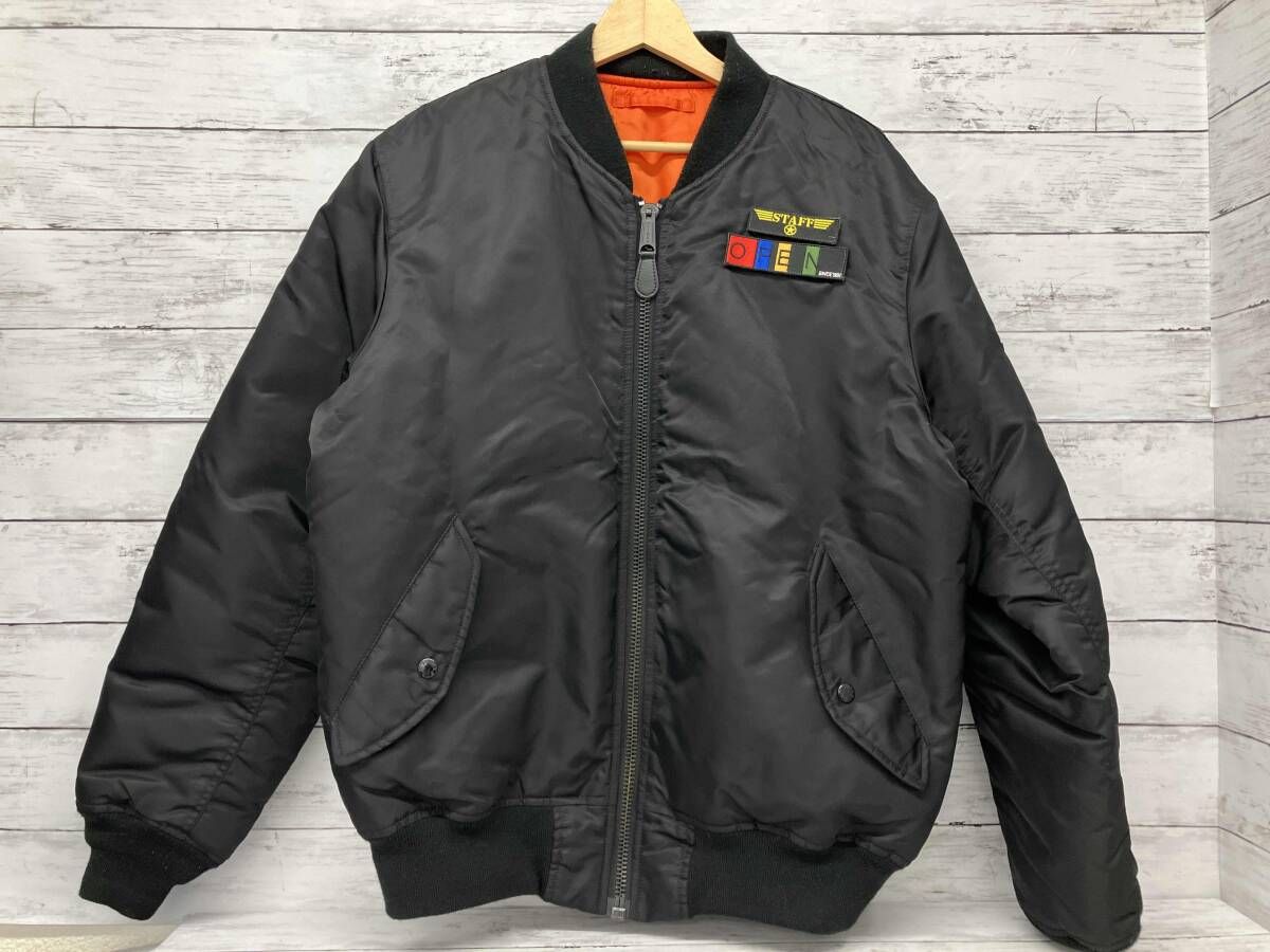 AVIREX/ブルゾン/フライトジャケット/ナイロン/ブラック/オレンジ/無地