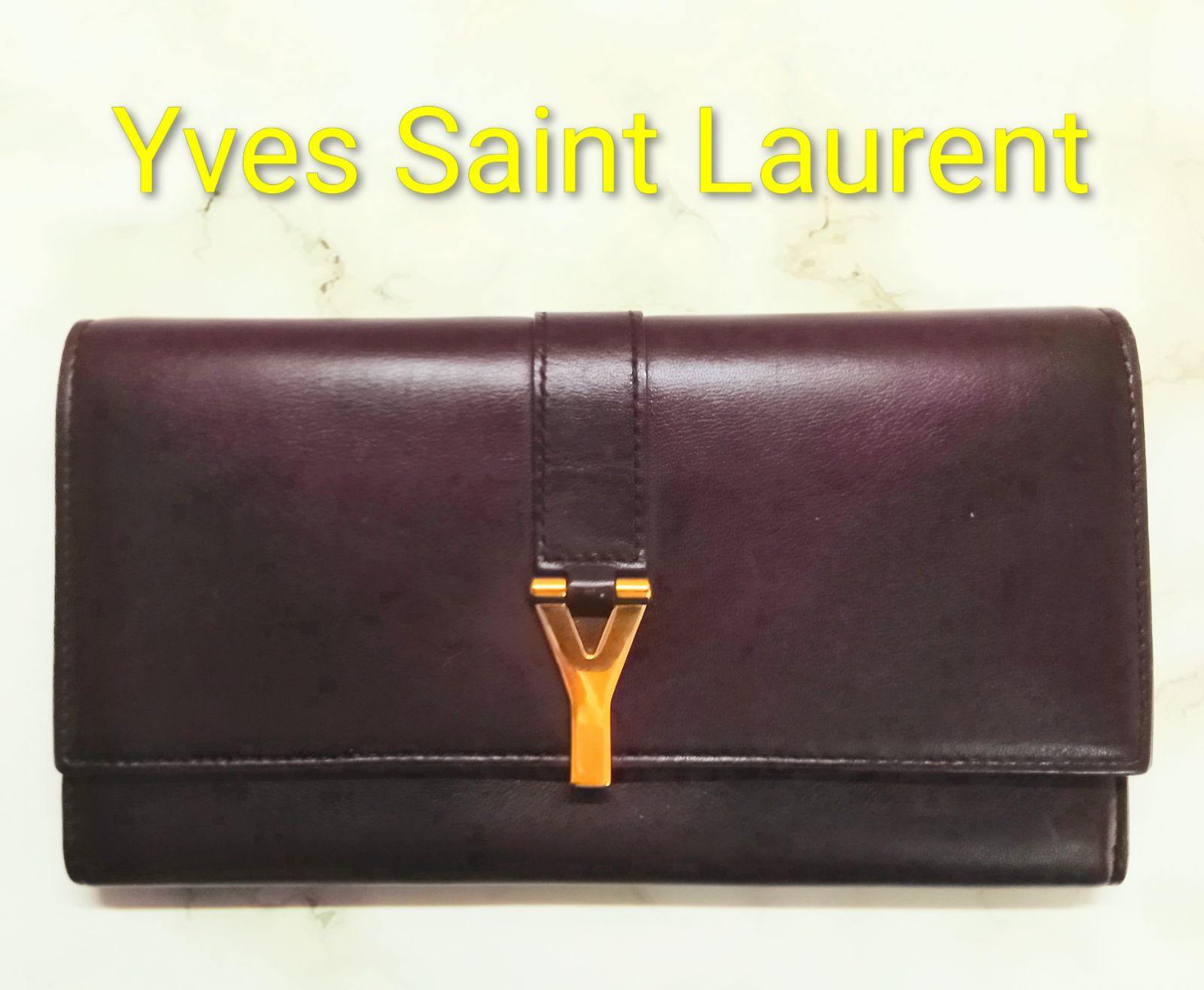 ANL 14 イヴサンローラン Yライン フラップ長財布 ゴールド金具