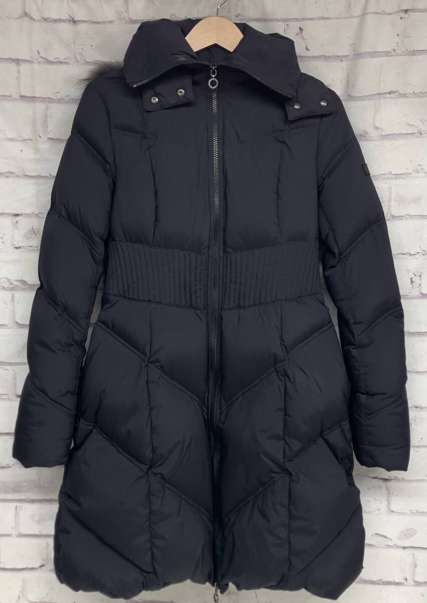 TATRAS タトラス ロングダウンジャケット ダウンコート サイズ02 ネイビー ダウン90 フード ファー取り外し レディース 冬