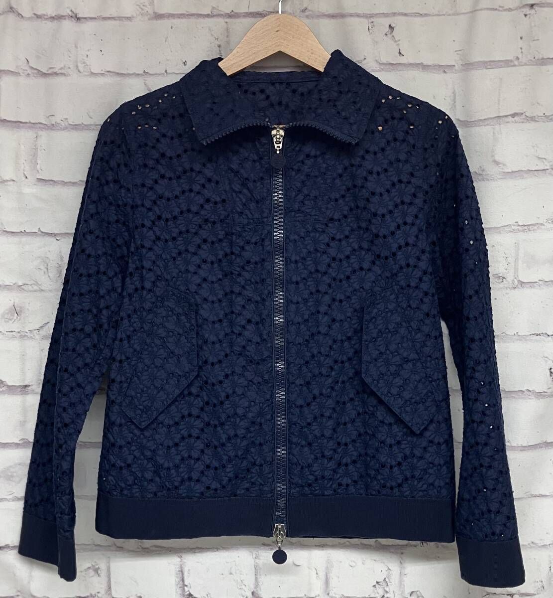 MONCLER モンクレール MARILYN JACKET ジップジャケット レース ネイビー サイズ00 XSサイズ 薄手 アウタージャケット レディース 春