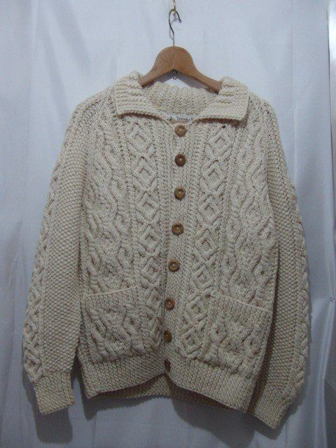 インバーアラン 3 A ハンドニット ウール カーディガン 英国製 サイズ 無 アイボリー メンズ トップス