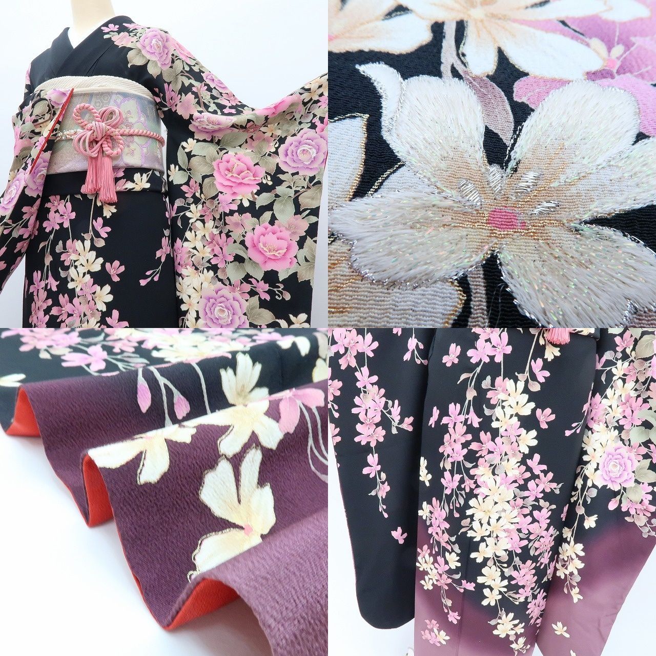 百華❀Y4313◇SEIKO MATSUDA 松田聖子 金糸刺繡 手縫い仕立て 薔薇
