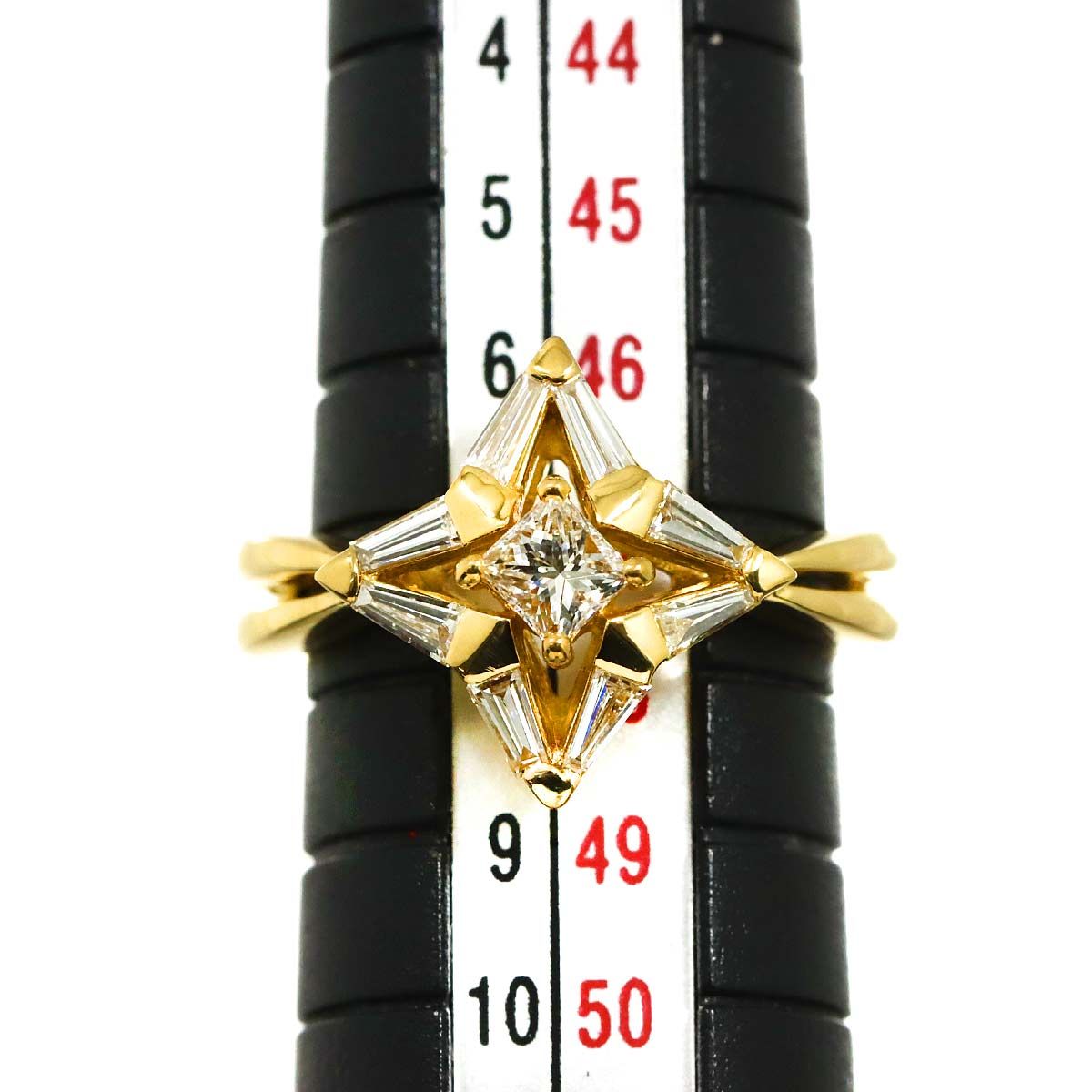 リング 7.5号 ダイヤ 0.30ct/0.21ctct K18 YG イエローゴールド 750