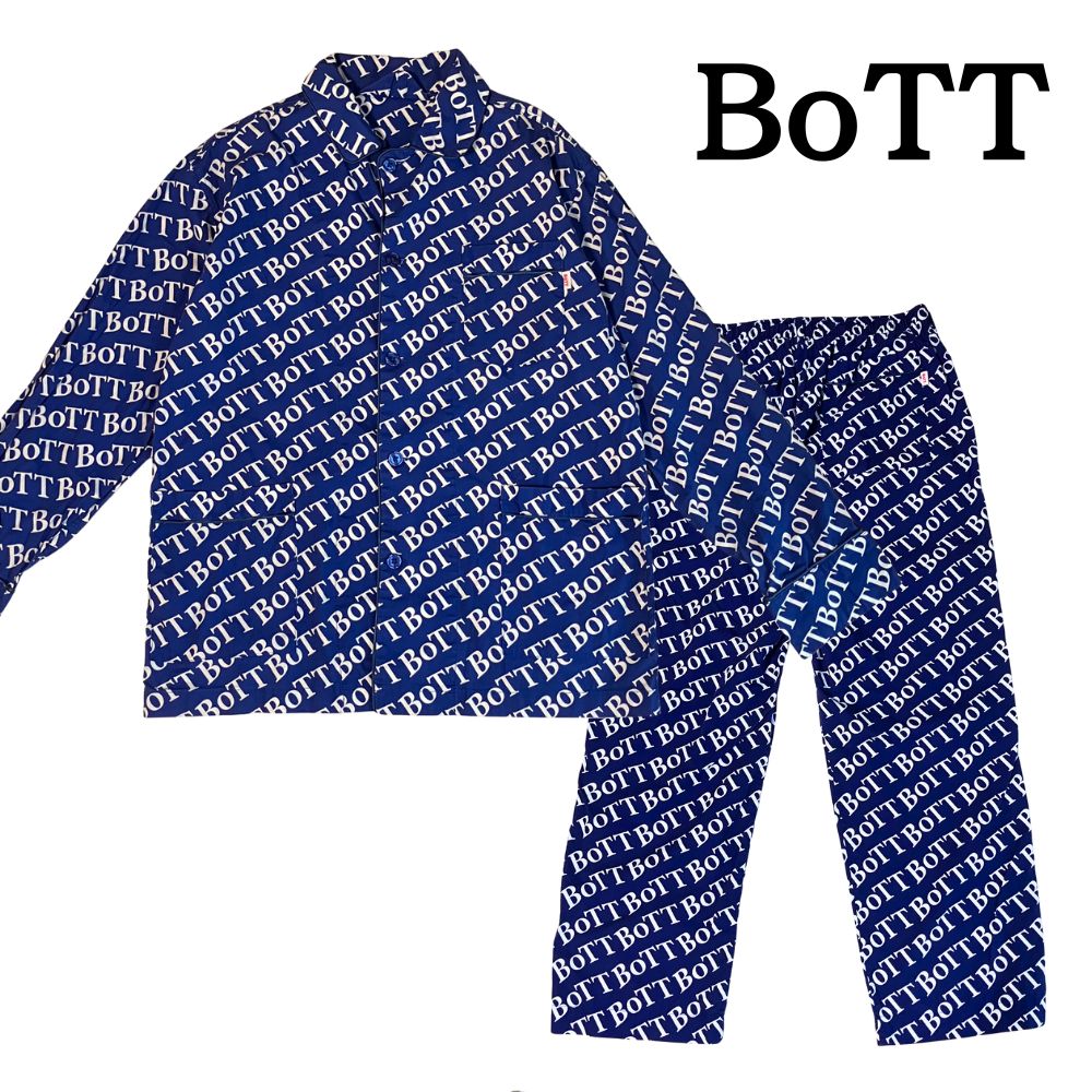 BoTT ロゴ 総柄 パジャマ セットアップ ブルー