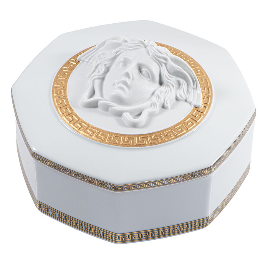 VERSACE ヴェルサーチ ローゼンタール メデューサ グレカ 食器 ギフトシリーズ ゴルゴナボックス3 小物入れ ホワイト ゴールド