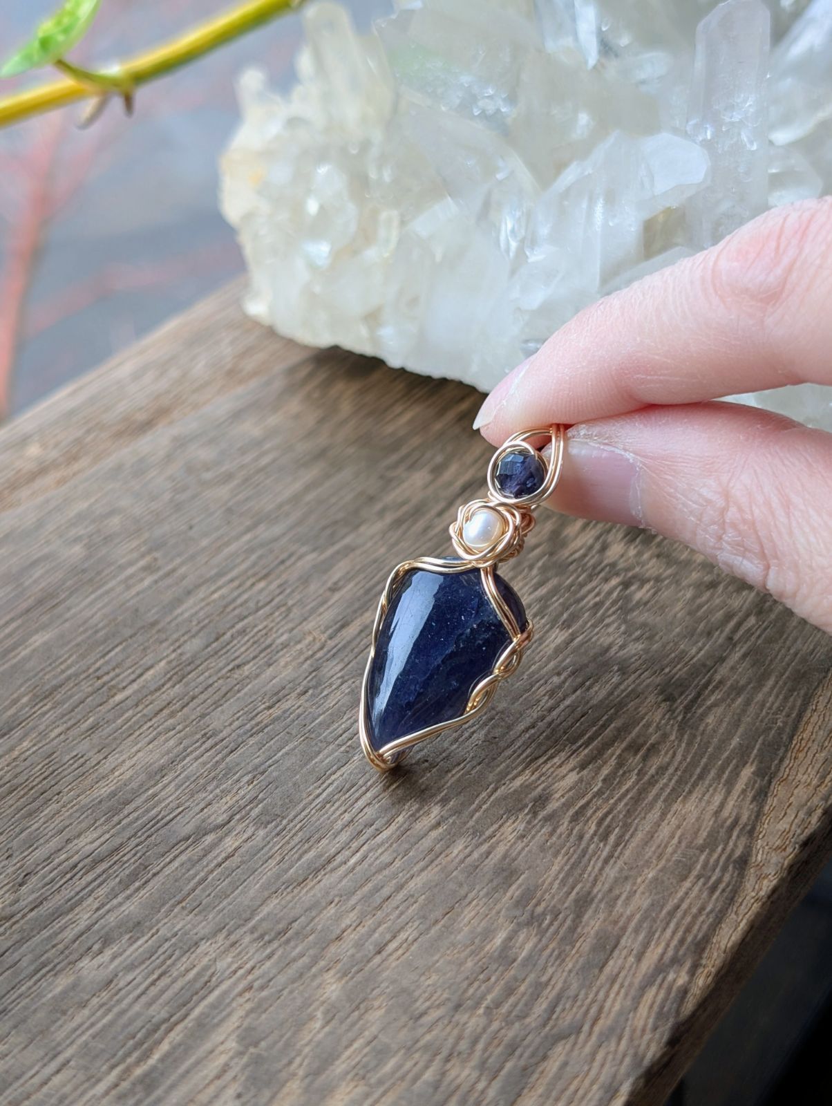  アイオライトサンストーン ワイヤーネックレス 502 天然石ネックレス ネックレス ペンダント アクセサリー