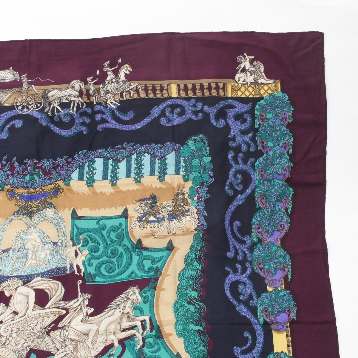  エルメス カシミヤ シルク カレジェアン 140 LE PARADIS DU ROY 王の楽園 ストール パープル系 ストール ショール 小物