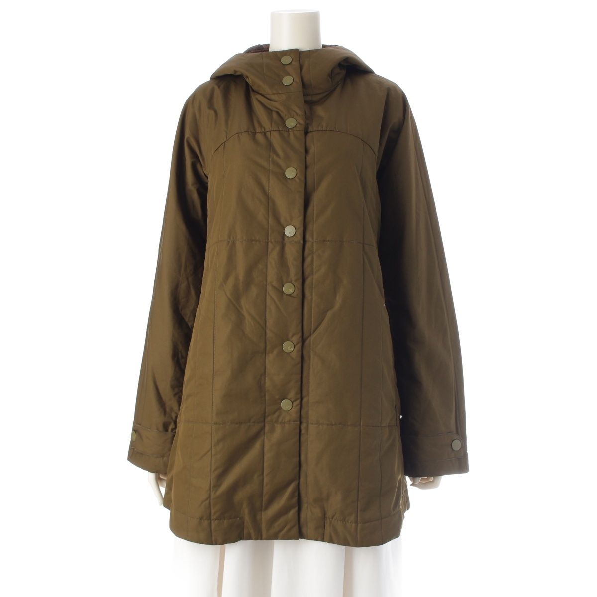プリーツプリーズ イッセイミヤケ キルティング 中綿 フーデッド コート アウター PP 54 ZA 851 カーキオリーブ 4