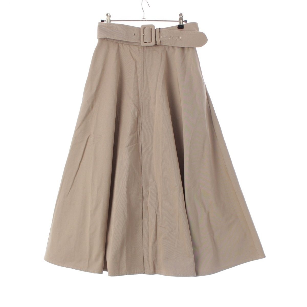 パトゥ コットン ロゴ刺繍ベルト スリッド ロング スカート 22 SA 2 SK 026 74 ベージュ 36