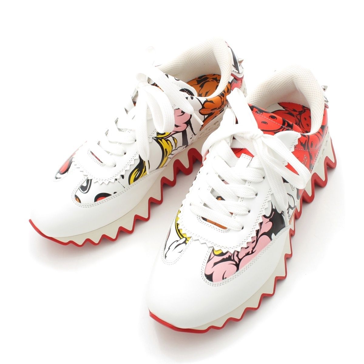 クリスチャンルブタン SHUN SUDO レザー コラボ スニーカー シューズ ホワイト 38