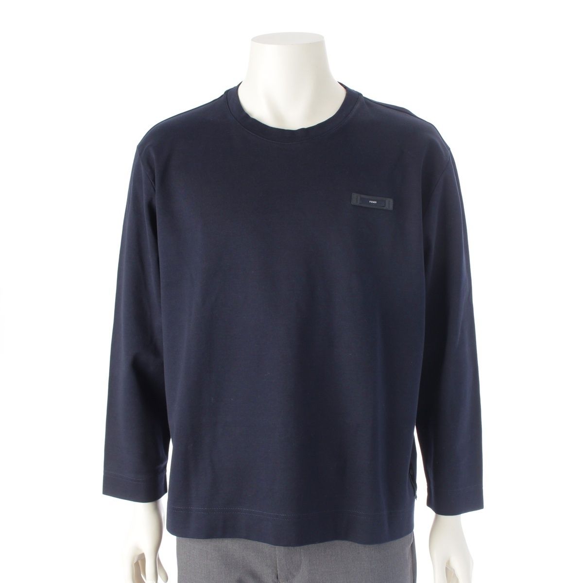 フェンディ 23年 コットン ロゴパッチ 長袖 カットソー トップス 12 CPF ネイビー L