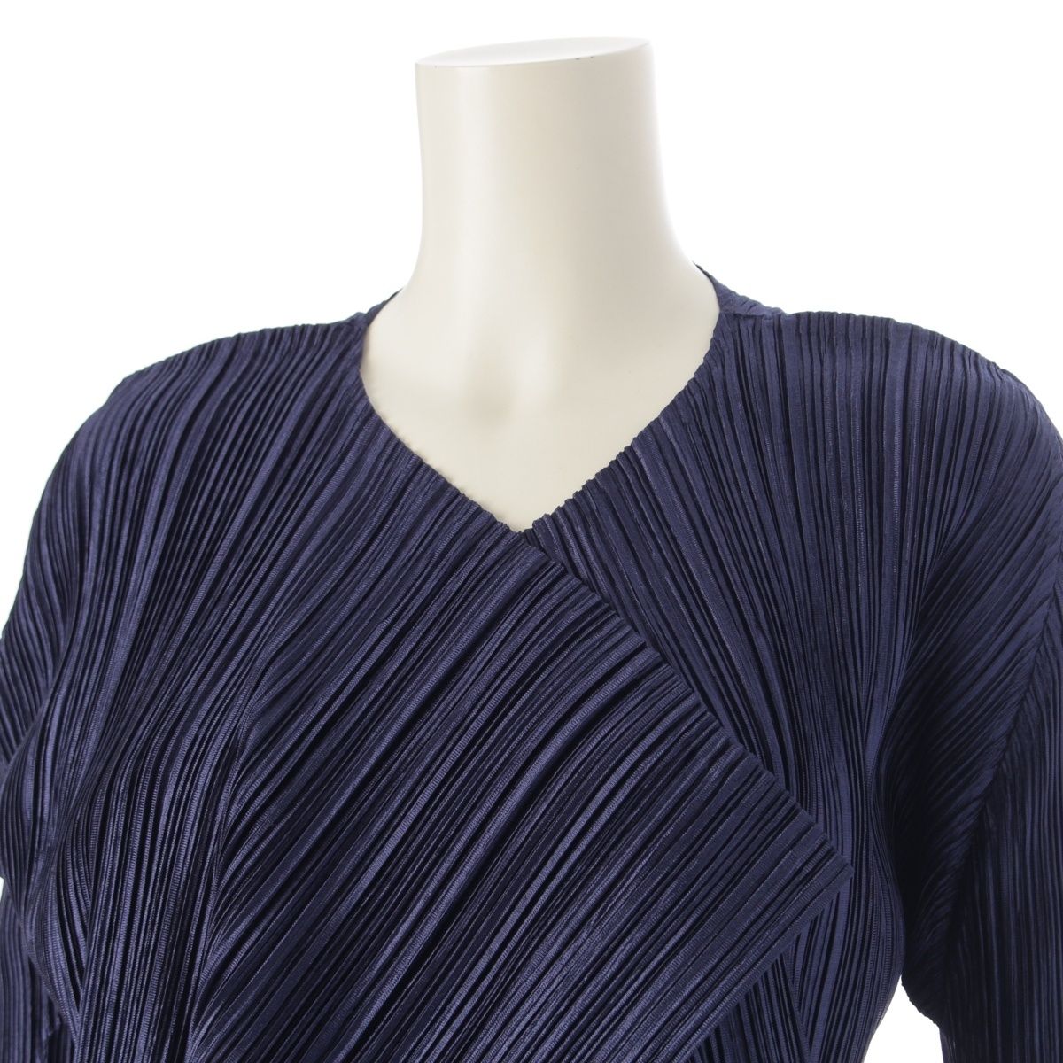 プリーツプリーズ イッセイミヤケ ノーカラー ロング カーディガン