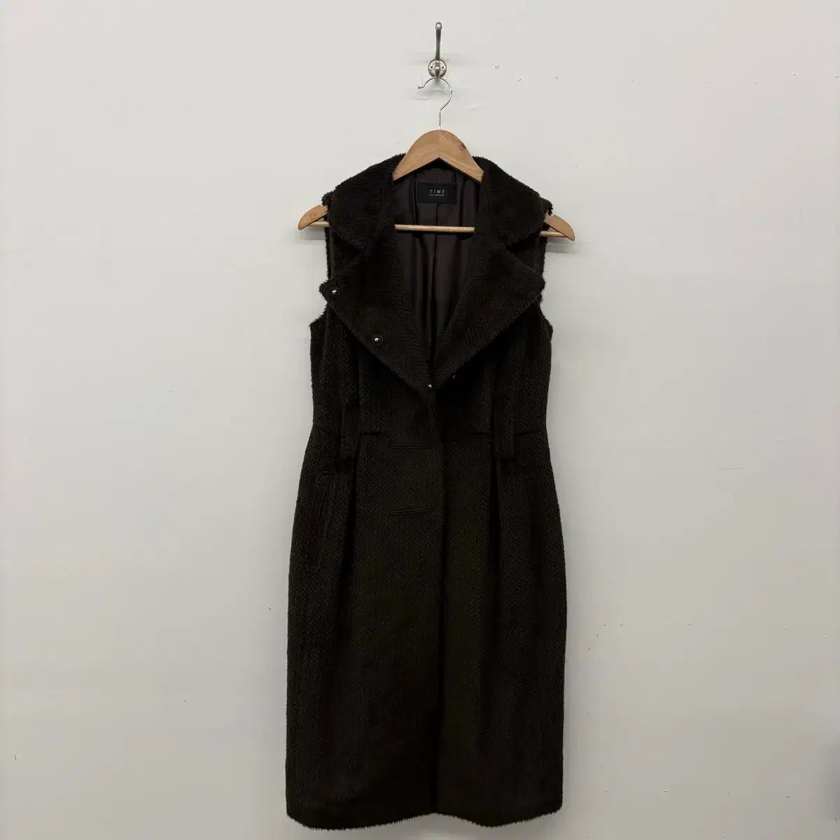 TIME タイム ブラウン ロング ベスト レディース M
