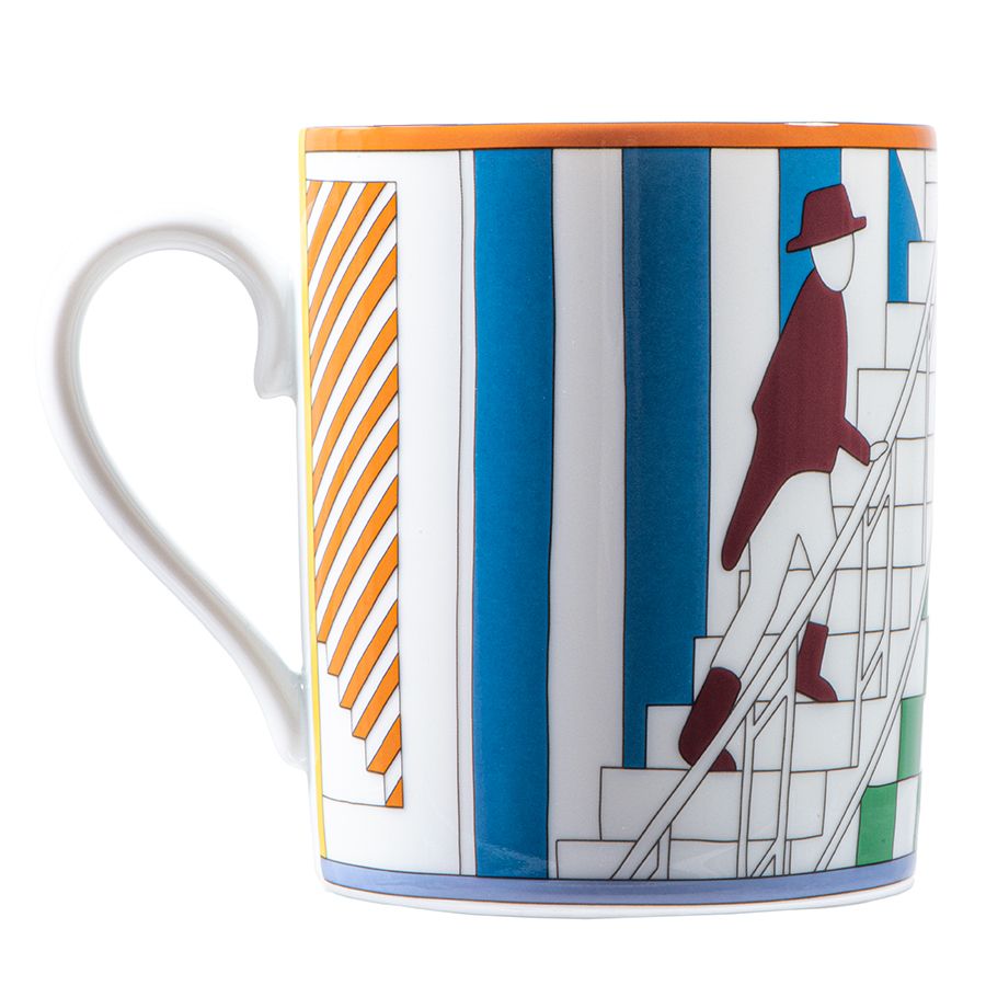 HERMES エルメス PROMENADE AU FAUBOURG プロムナード オー フォーブル マグカップ ホワイト マルチカラー